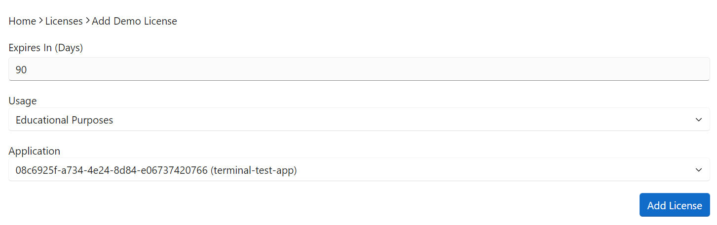 Add Demo License
